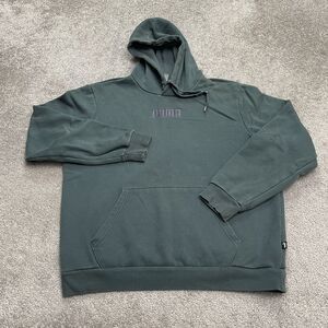 Puma Hoodie Pullover Sweatshirt Mens Large Green Cotton Fleece Casual Active